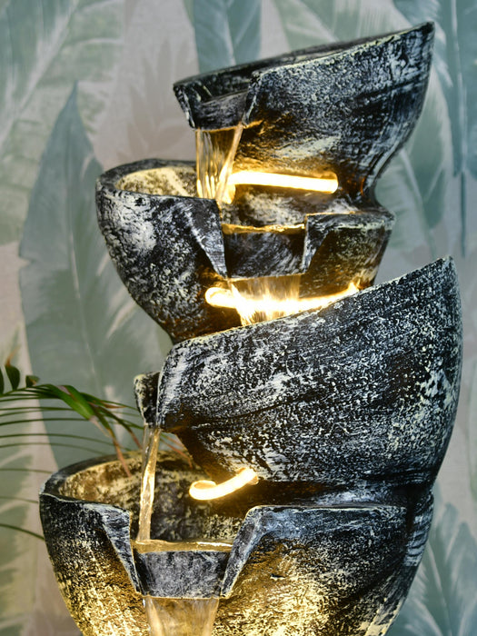 Multi-Bowl Stone Water Fountain – Cascading Waterfall Feature for Elegant Home Decor & Gifts