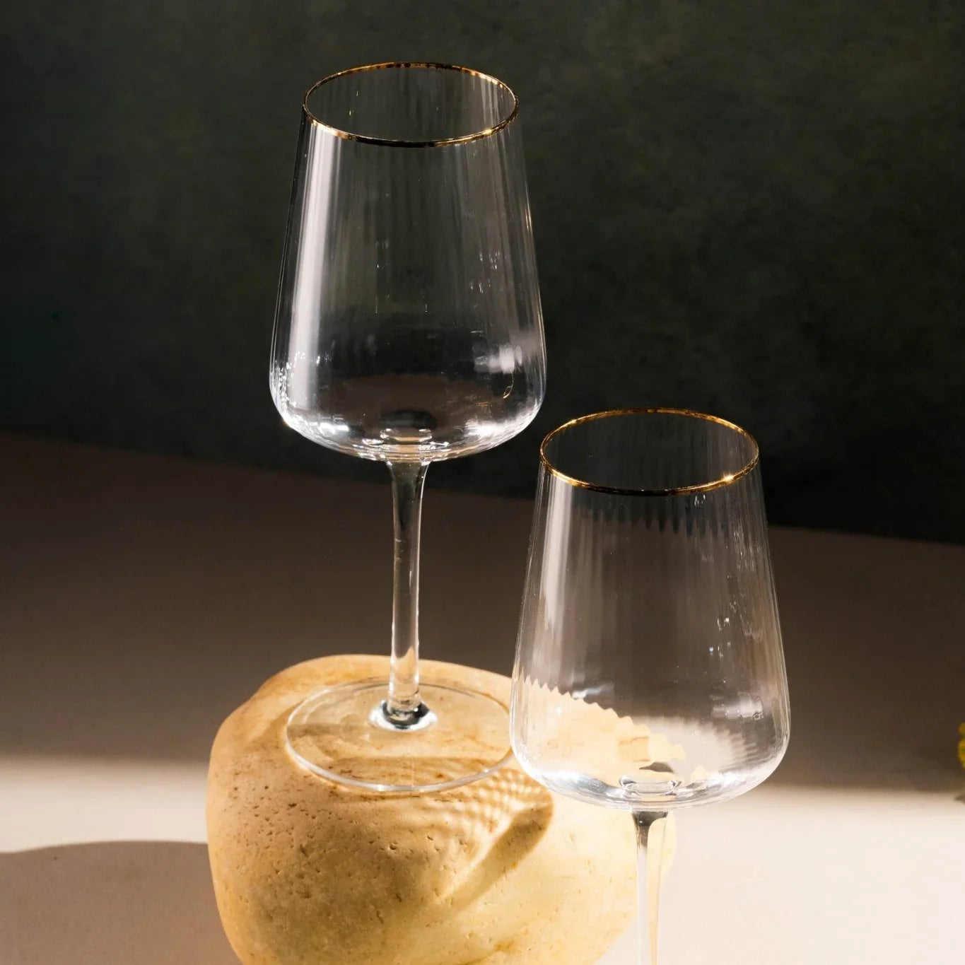 Clear Wine Glasses With Golden Rim Set of 6 - Premium Tableware