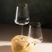 Clear Wine Glasses With Golden Rim Set of 6 - Premium Tableware