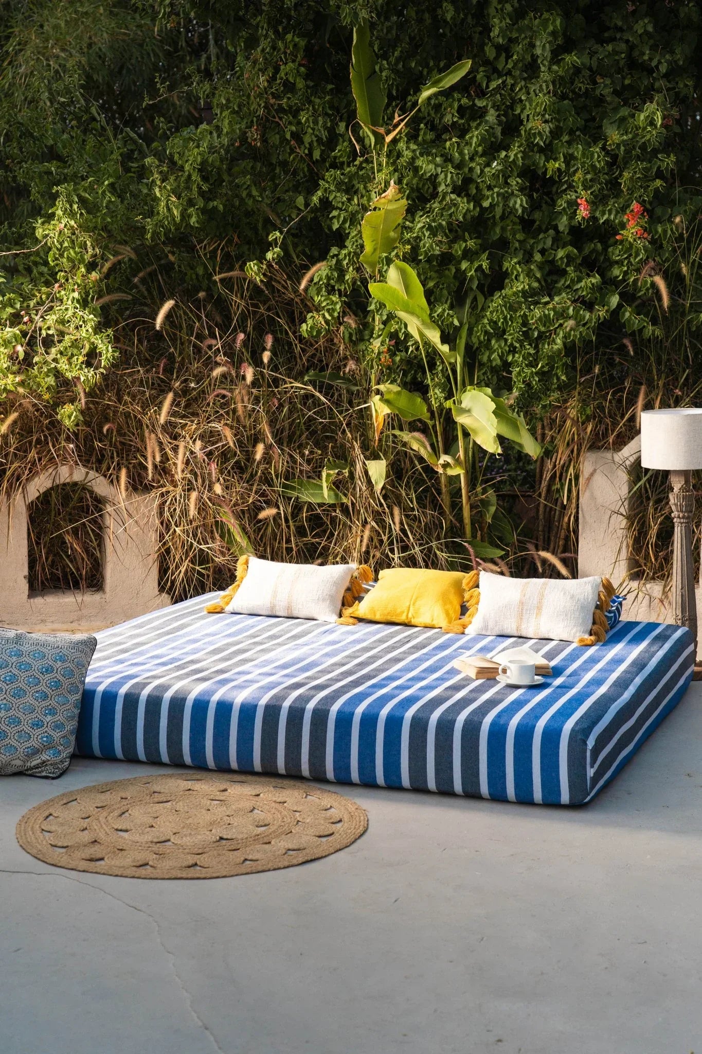 Blue Waves Cotton Bedspread With Pillow Covers