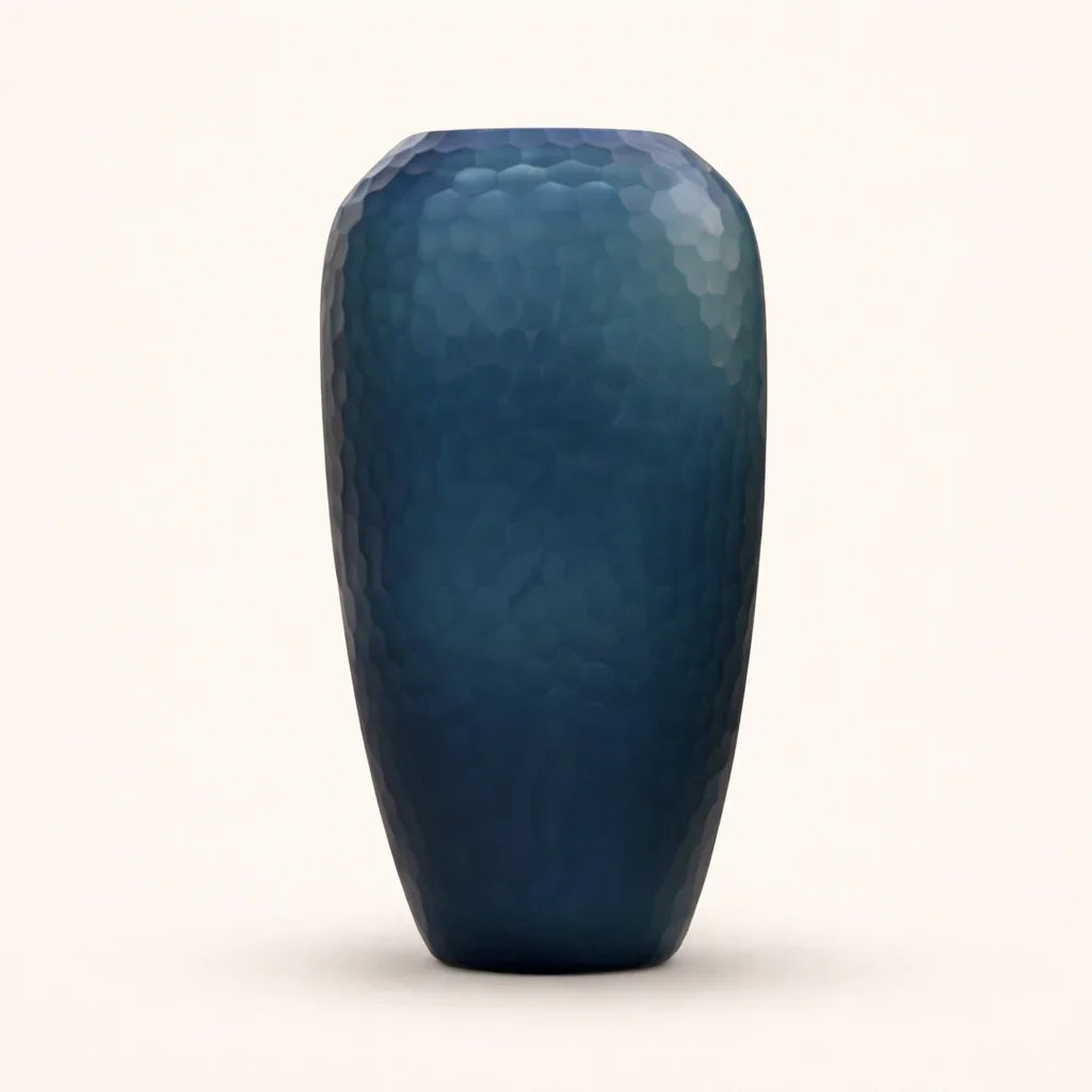 Teal Ocean Hammered Glass Vase Set of 2 – Modern Tabletop Vases