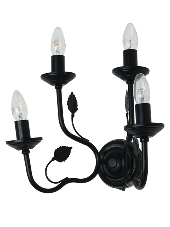 Black Italian 15 Inch Dual Tier 4-Light Steel Wall Lamp Light