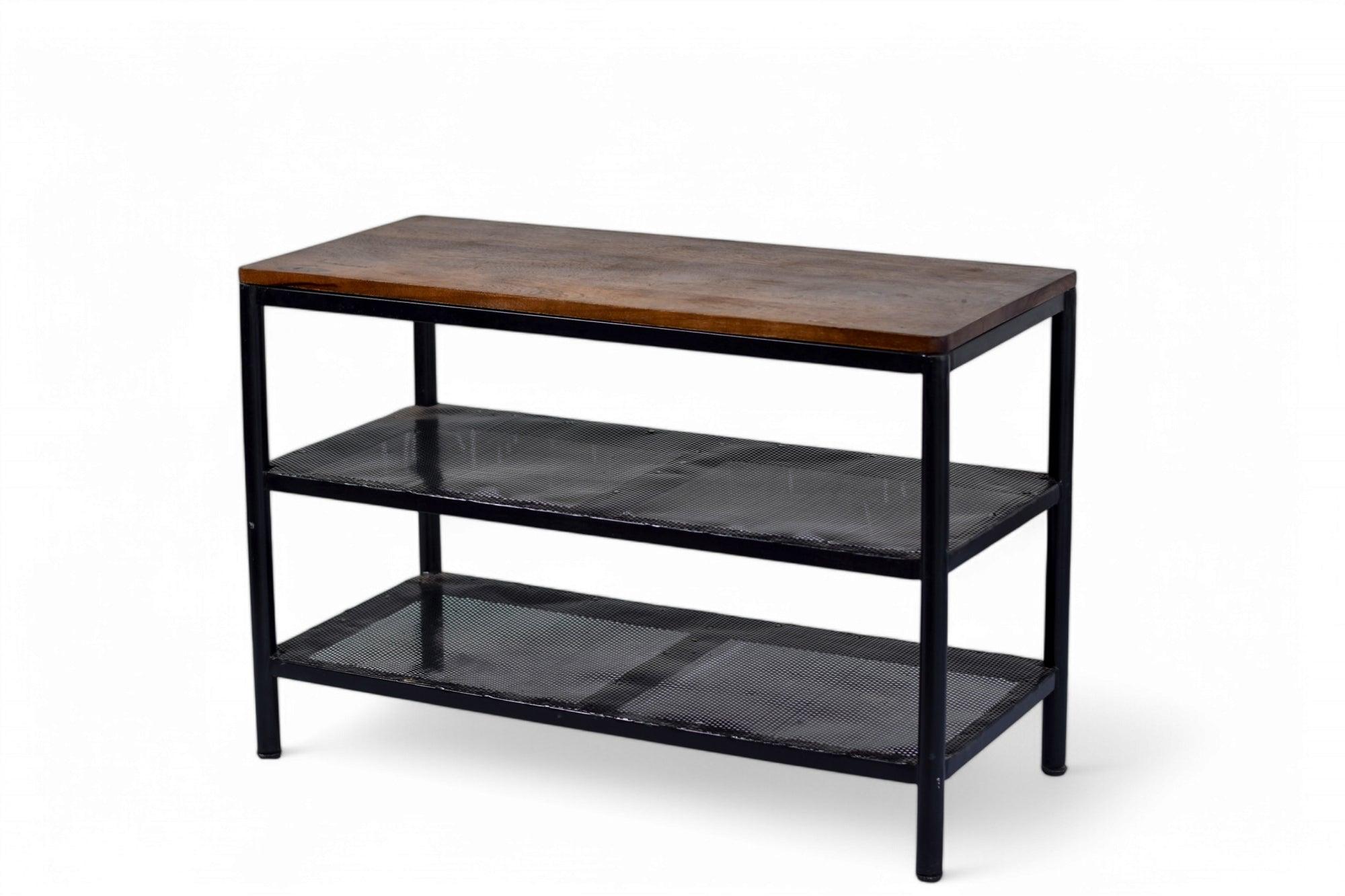 Multipurpose Bench cum Shoe Rack | Metal + Acacia Wood