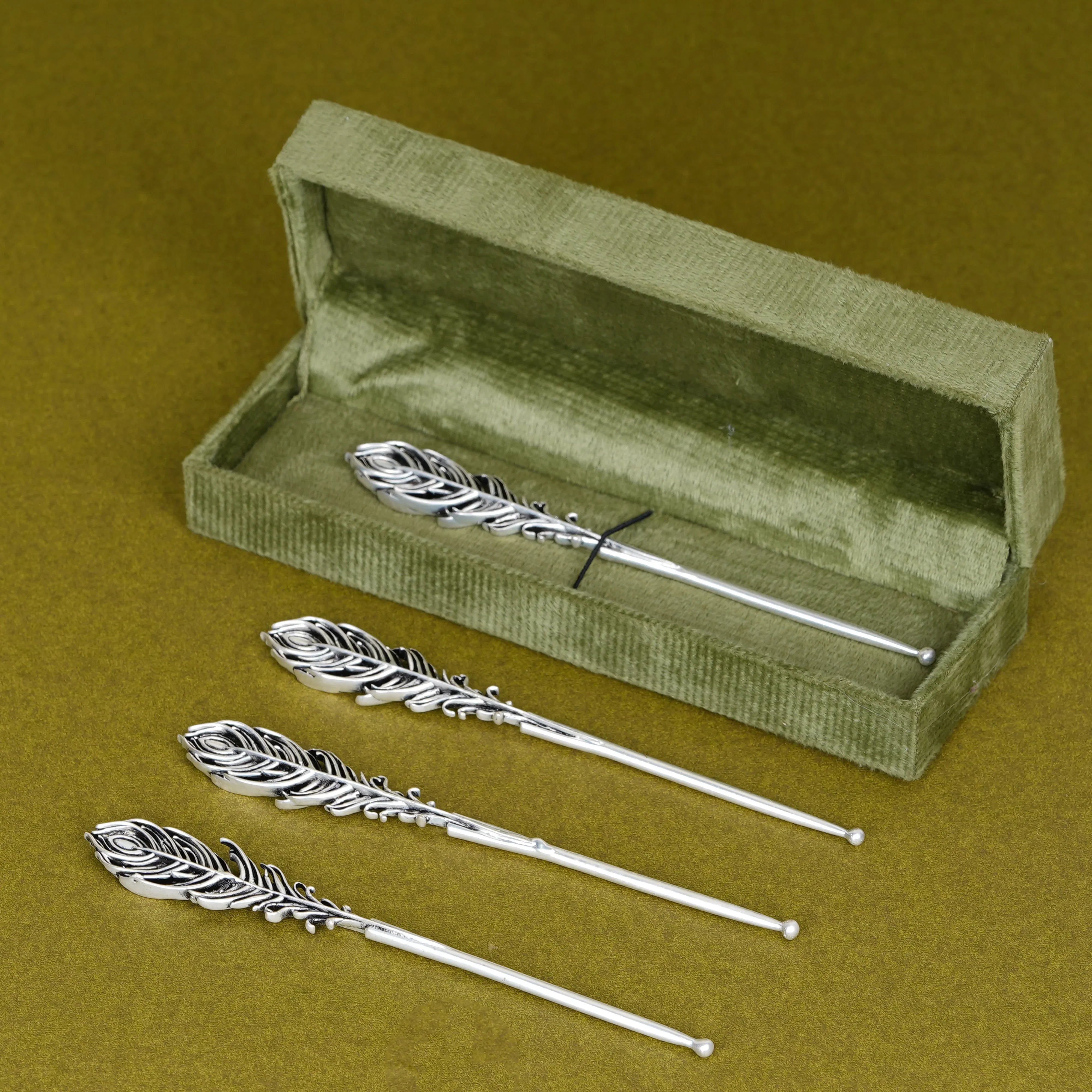 Pure Silver Plated Brass Morpankh Tilak Stick