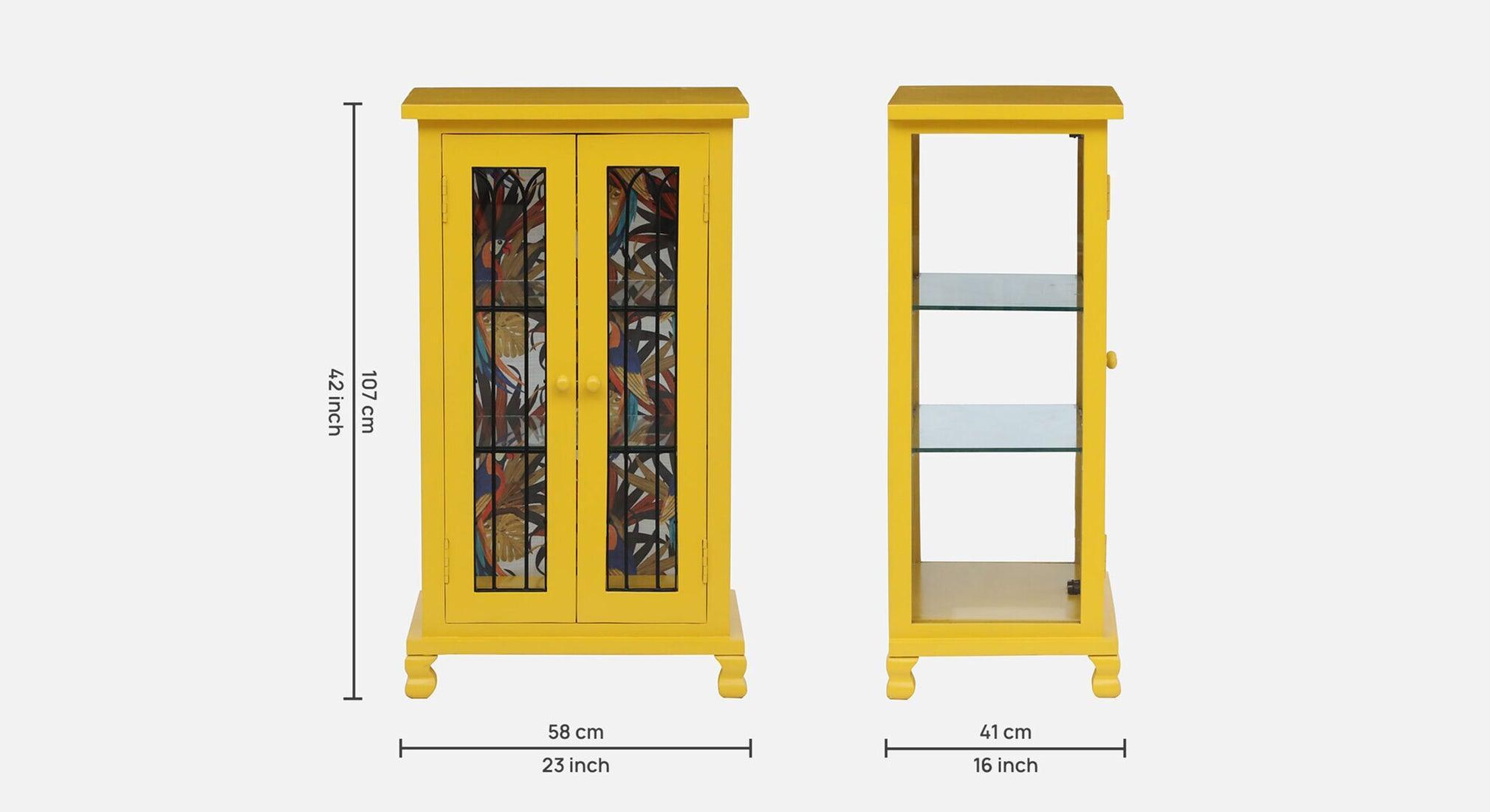 Yellow & Black Metal Wood Cabinet | Cupboards for Living Room