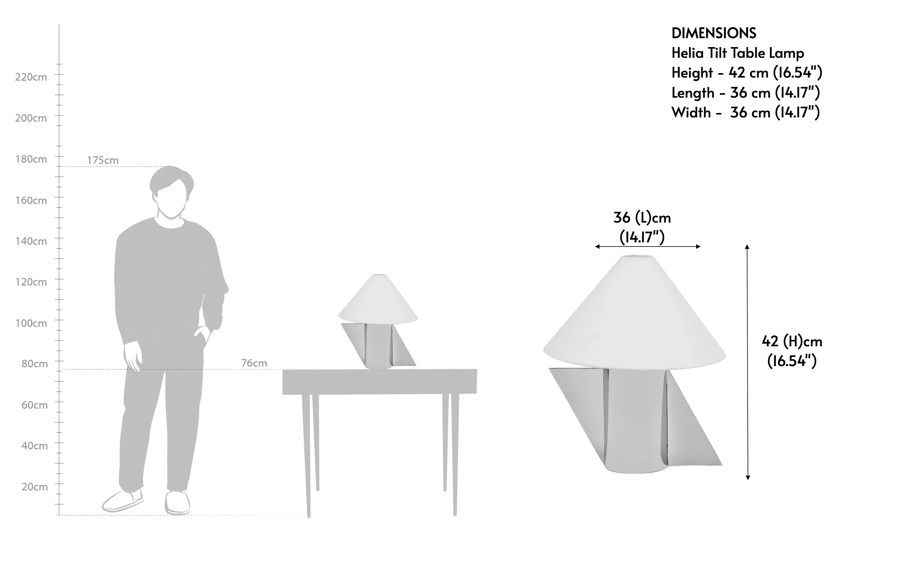 Helia Tilt Table Lamp | Stainless Steel and Cotton Fabric