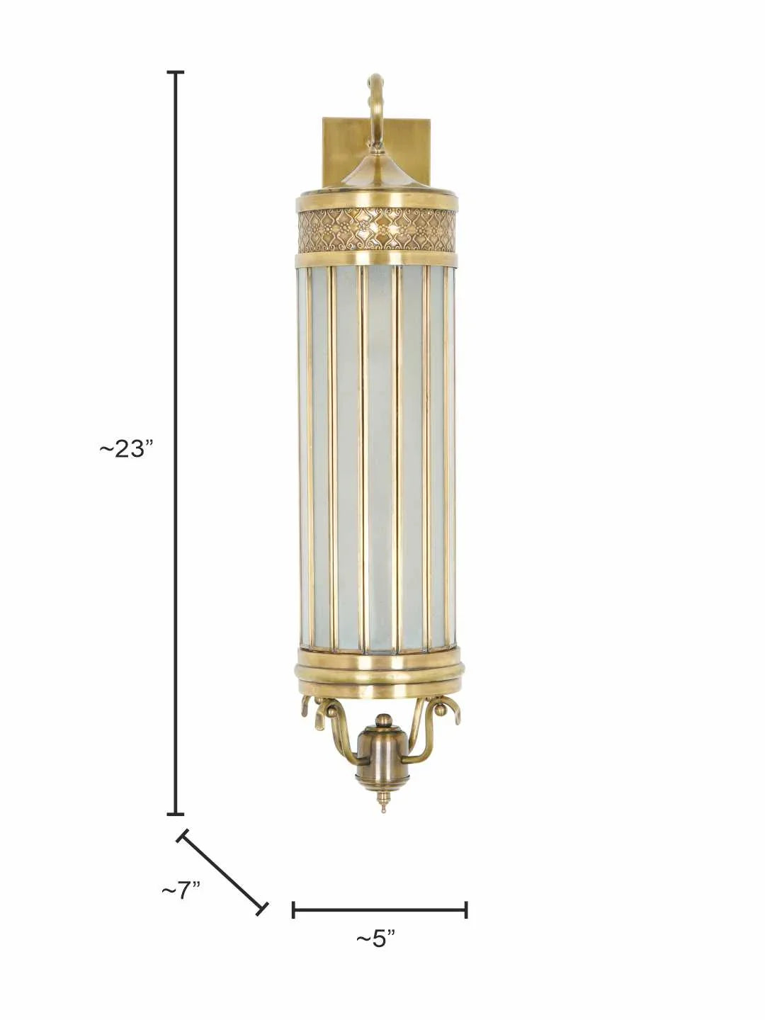 Classic Antique Brass Cylindrical Glass Wall Sconce