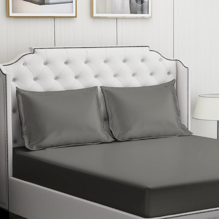 Grey Cotton Bedding Set with 2 Pillow Covers for King Size | Plain Comforter & Elegant Bedding Set | Premium Fabric Bedding set