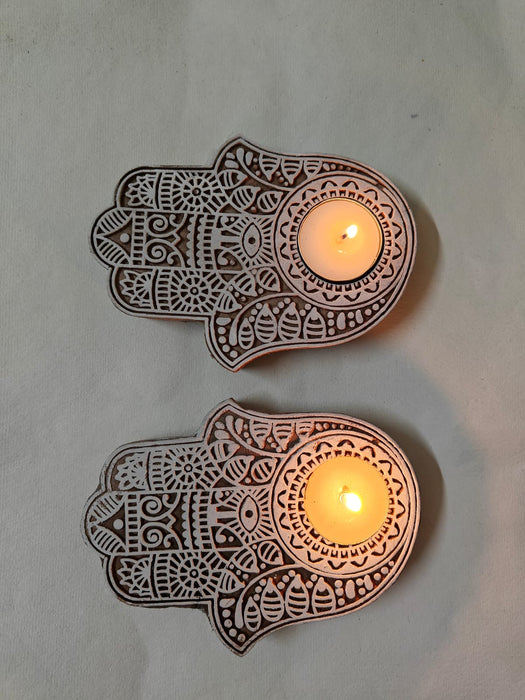 Hamsa hand tea light holder Set of 2