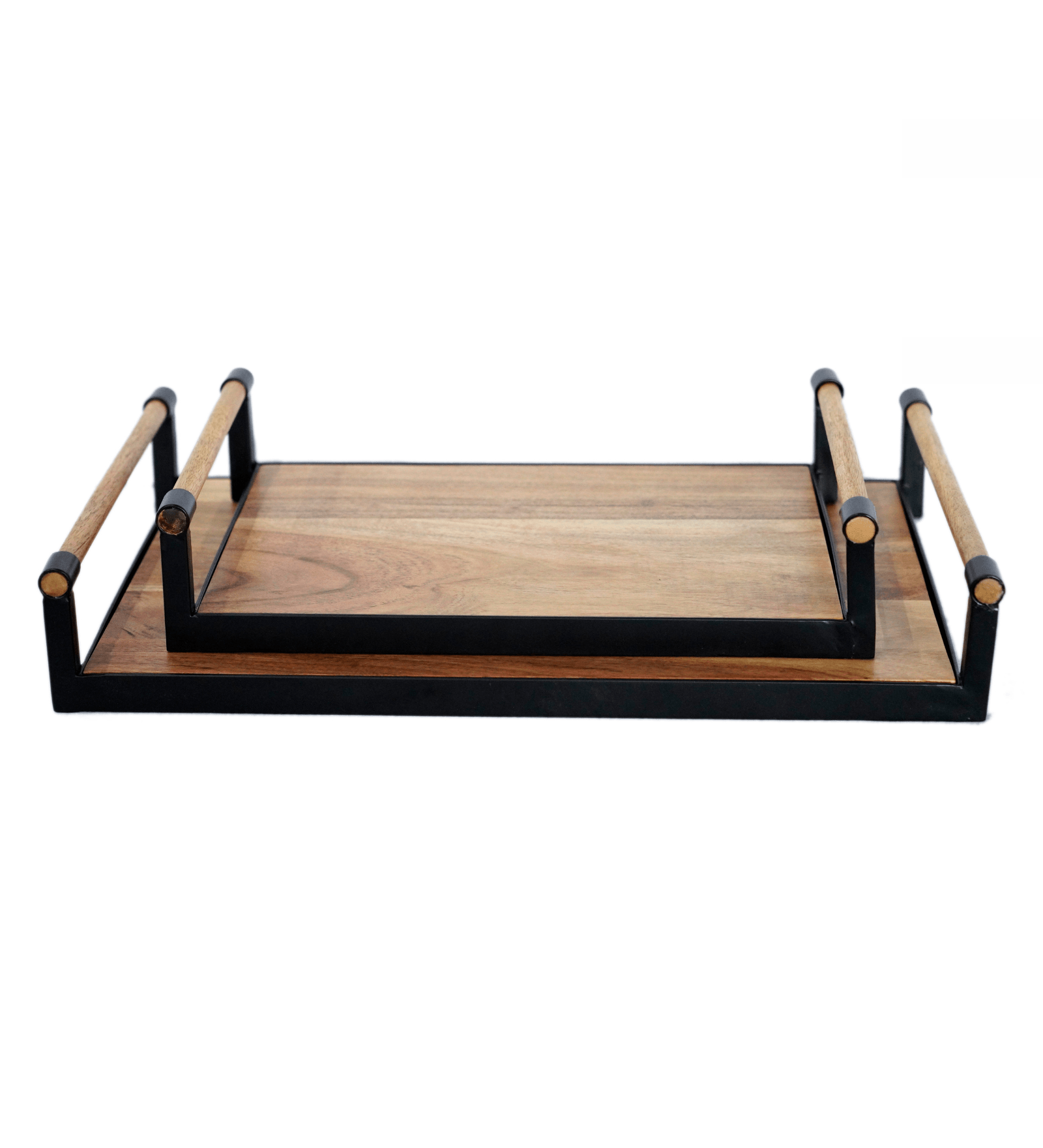 Elegant Wooden Serving Tray with Handles - Perfect for Breakfast in Bed and Home Decor (Set of 2)
