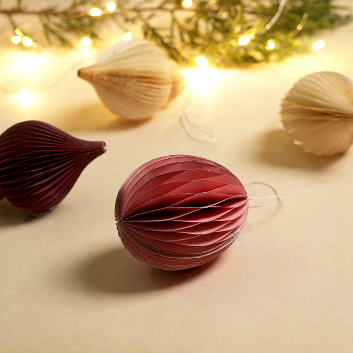 Christmas Ornaments Pack of 3 - Festive Pink with Silver Glitter