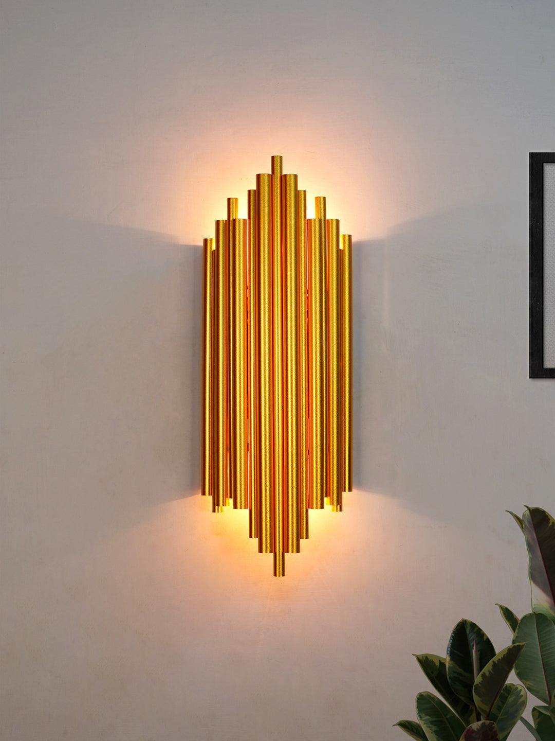 Modern Creative Gold Flute Tubes Up-Down 20 Inch 2-Light Steel Wall Lamp