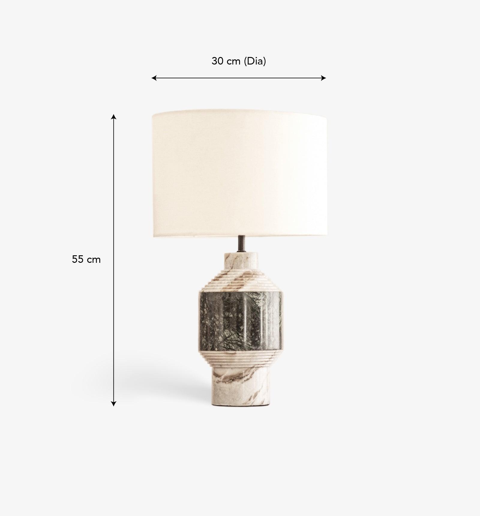 Doru Table Lamp | Marble, mild steel and cotton fabric shade