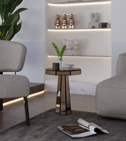 Mirror Octagonal Accent Table | Reflective Glass Side Table