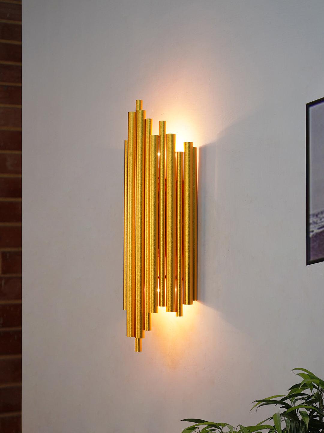 Modern Creative Gold Flute Tubes Up-Down 20 Inch 2-Light Steel Wall Lamp