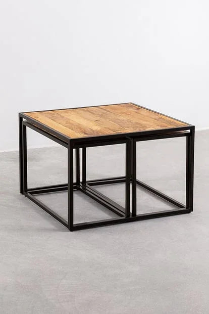 Serivali Set Of 3 Wooden Nesting Coffee Table | Mango Wood Nest of Tables