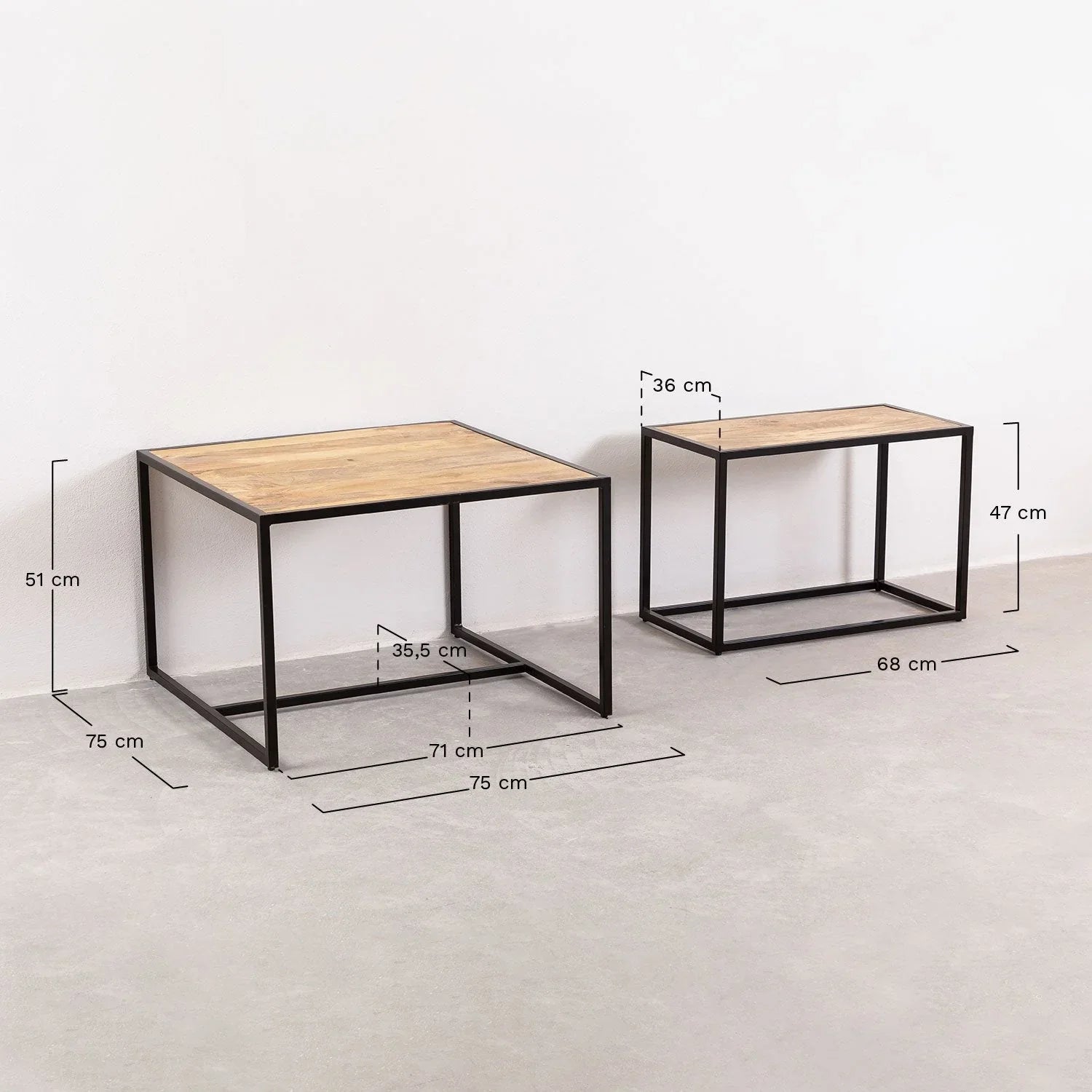 Serivali Set Of 3 Wooden Nesting Coffee Table | Mango Wood Nest of Tables