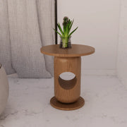 Anthill Teak Wood Side Table | Handcrafted Solid Wood Accent Table for Living Room | End Table
