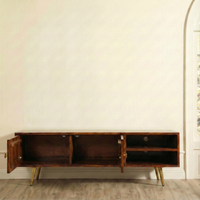 Slat TV Cabinet for Living Room | Wooden TV Unit | Media Console