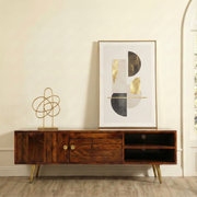 Slat TV Cabinet for Living Room | Wooden TV Unit | Media Console