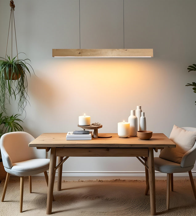 Slimline Wooden Led Hanging Light | Pendant Lights for Living Room