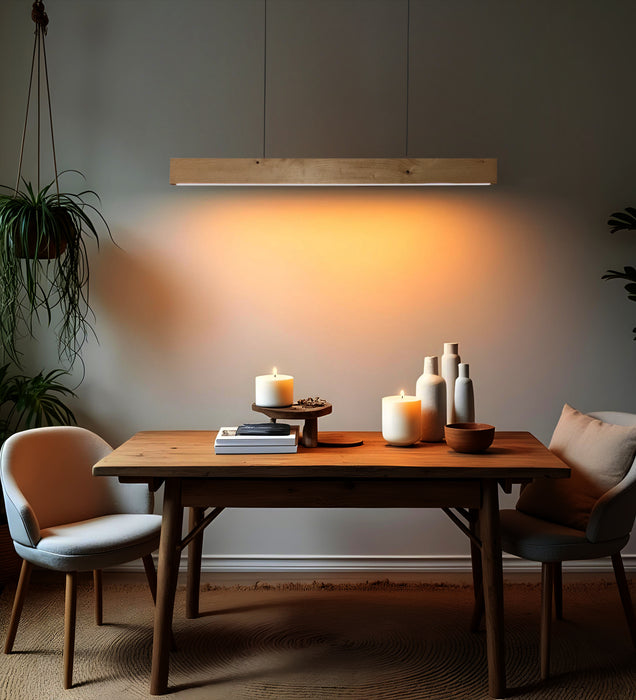 Slimline Wooden Led Hanging Light | Pendant Lights for Living Room