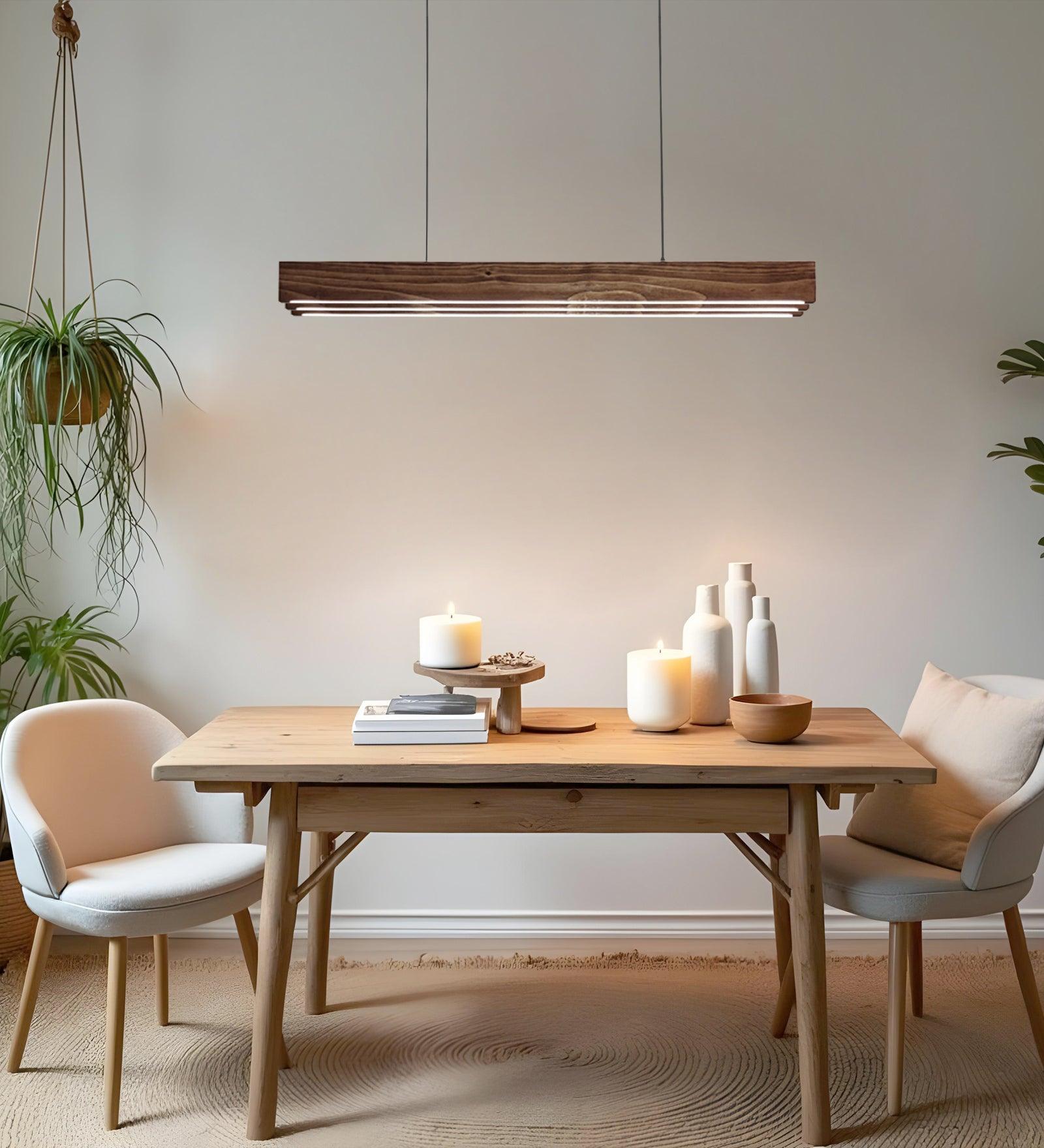 Slimline Trio Wooden Led Hanging Lamp | Pendant Light