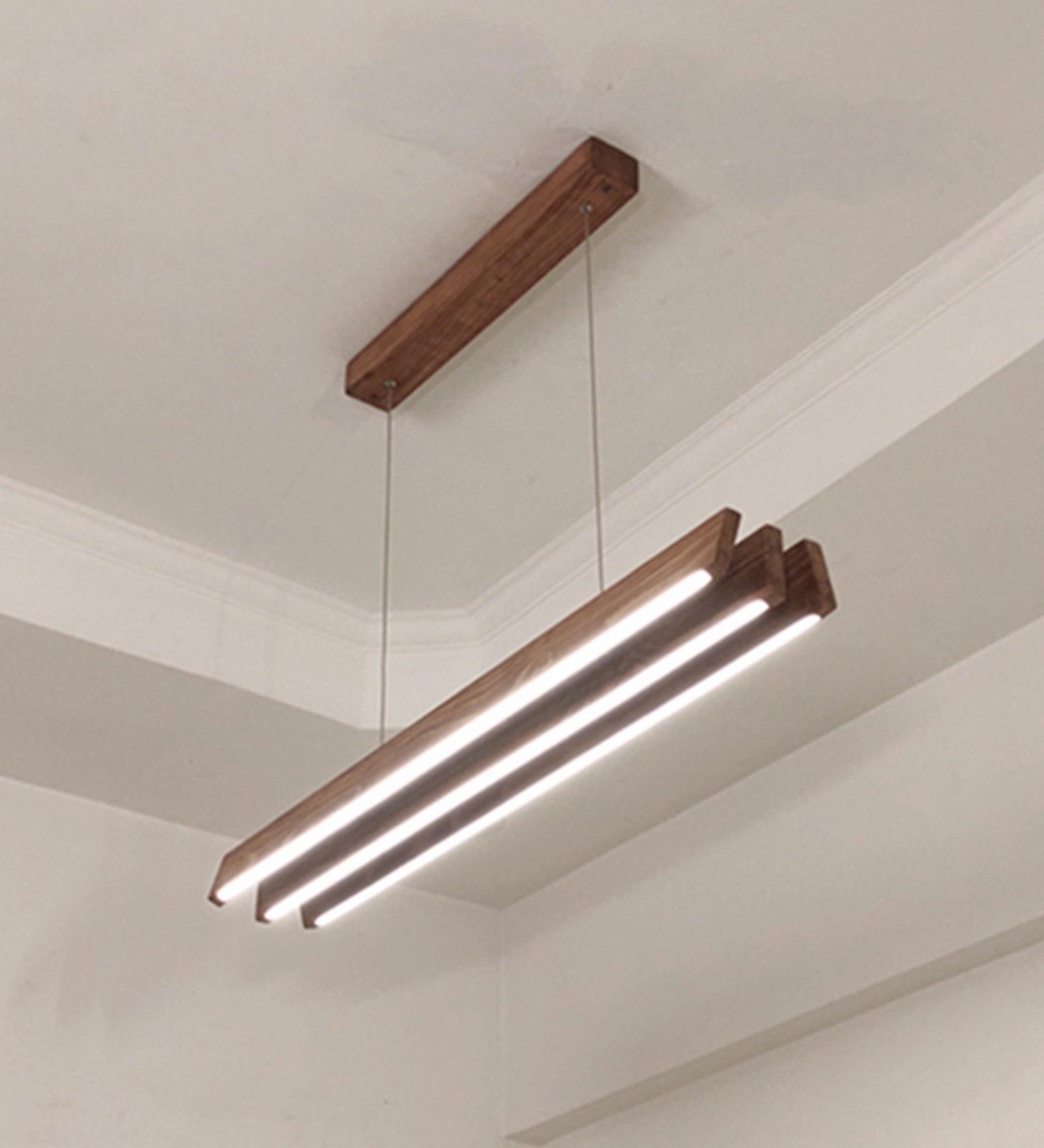 Slimline Trio Wooden Led Hanging Lamp | Pendant Light