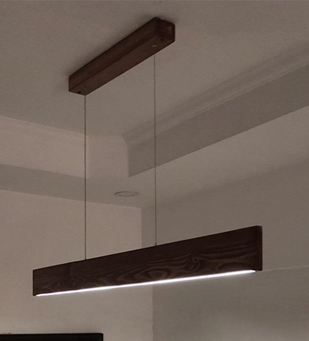 Slimline Brown Wooden Led Hanging Lamp | Pendant Light for Living Room