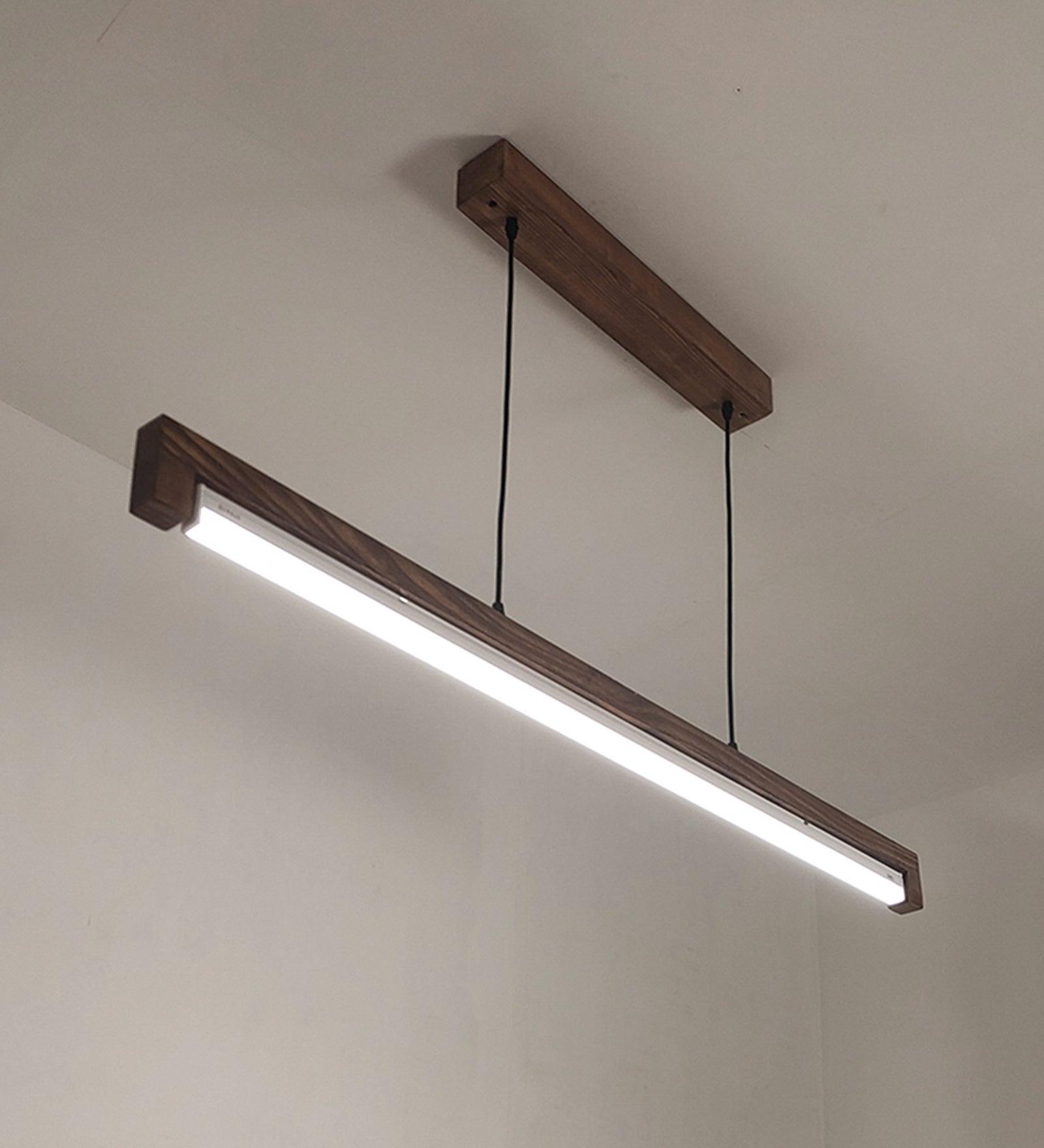 Slimline Brown Baton Led Hanging Lamp | Pendant Light for Living Room Decor