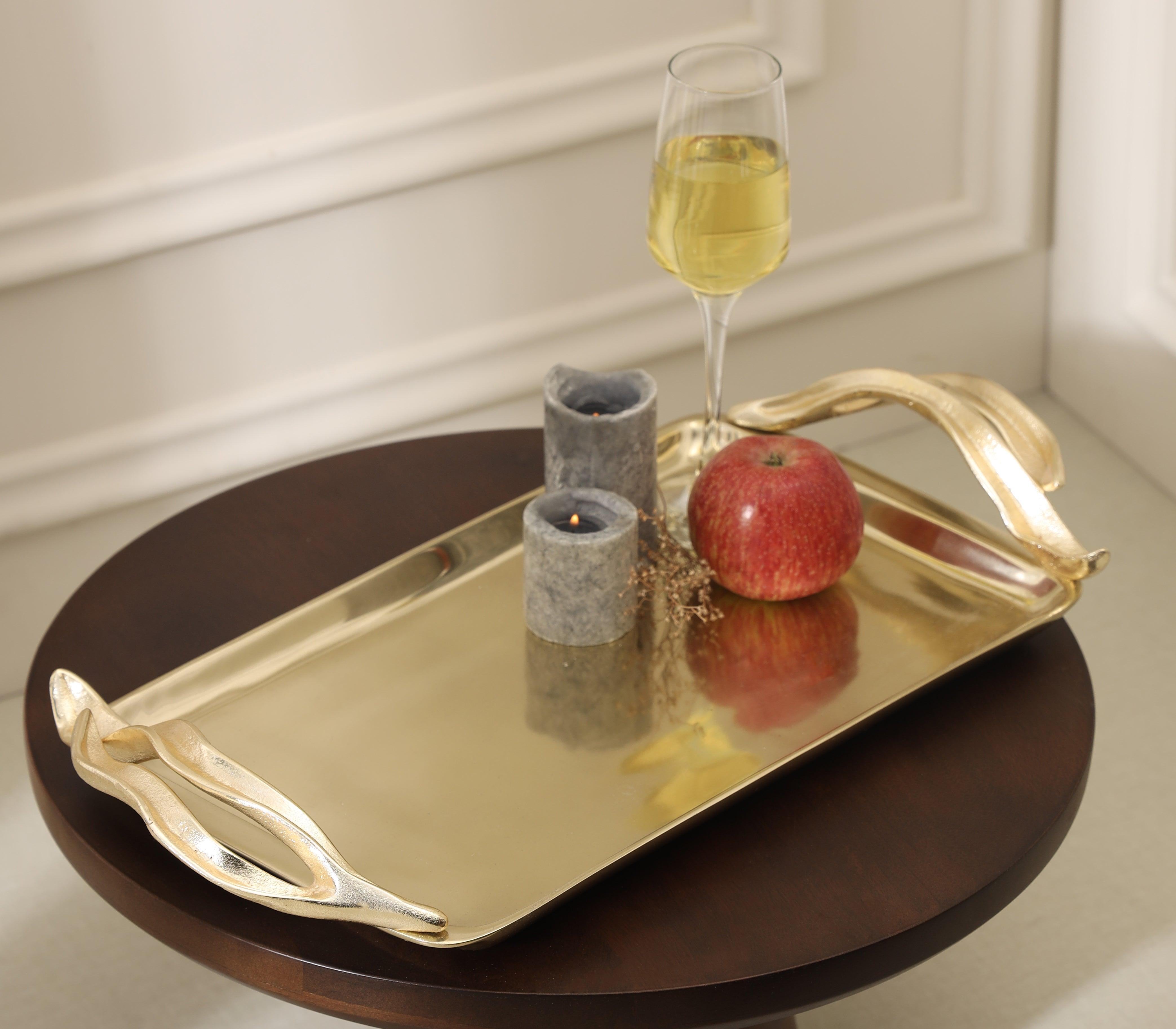 Dracaena Tray | Polished and Matt Gold Finished