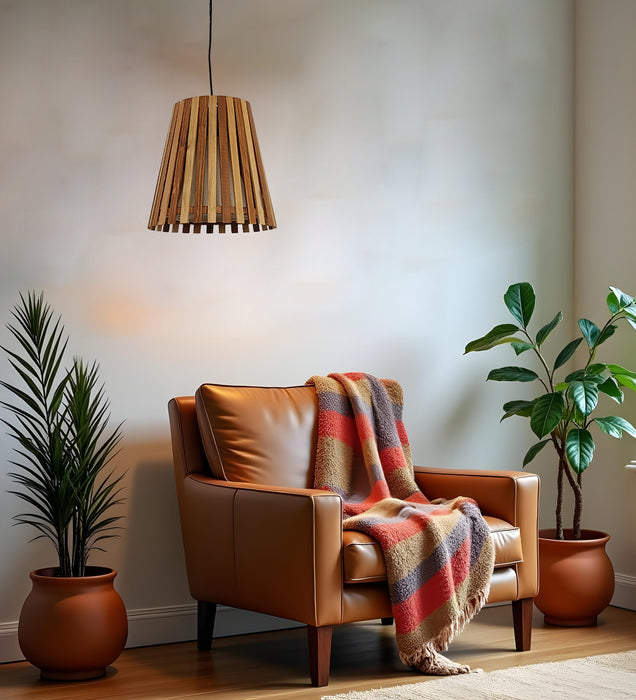 Soyuz Beige & Brown Wooden Single Hanging Light