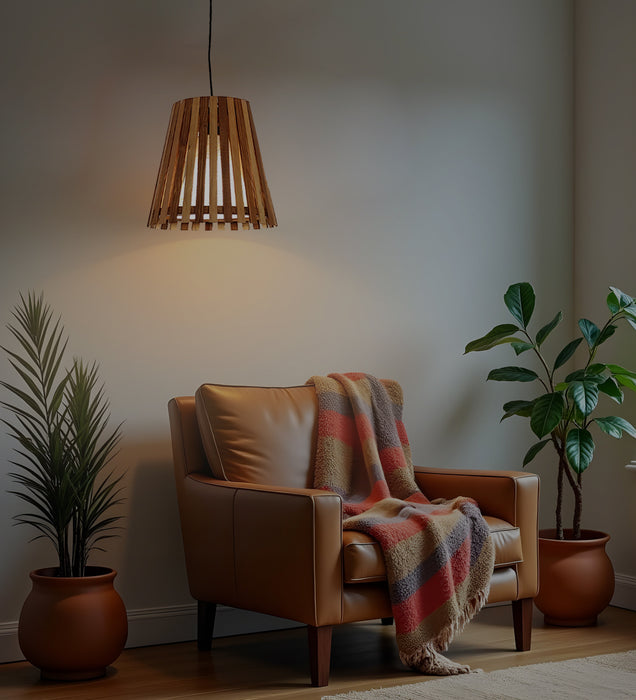 Soyuz Beige & Brown Wooden Single Hanging Light