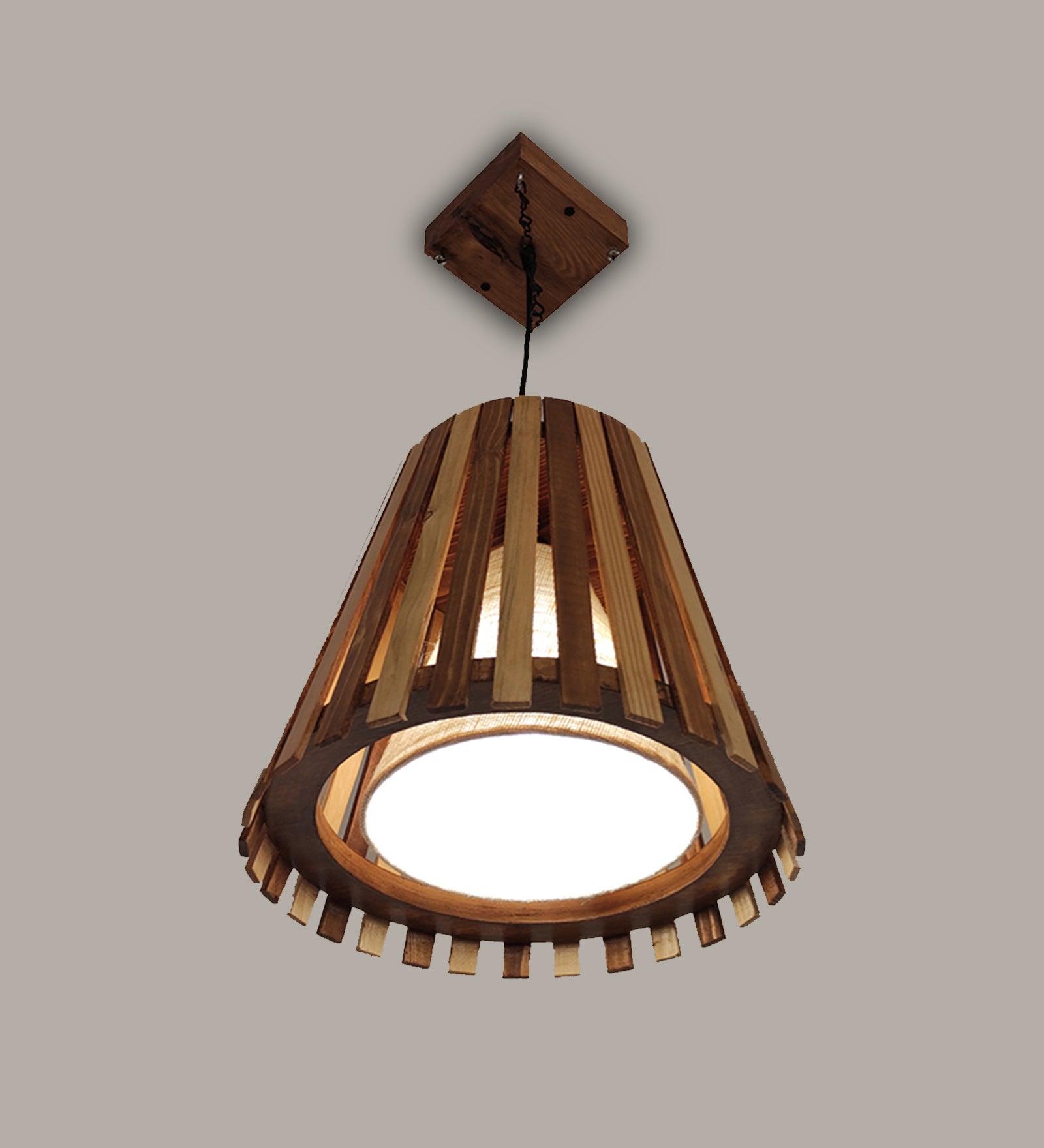 Soyuz Beige & Brown Wooden Single Hanging Light