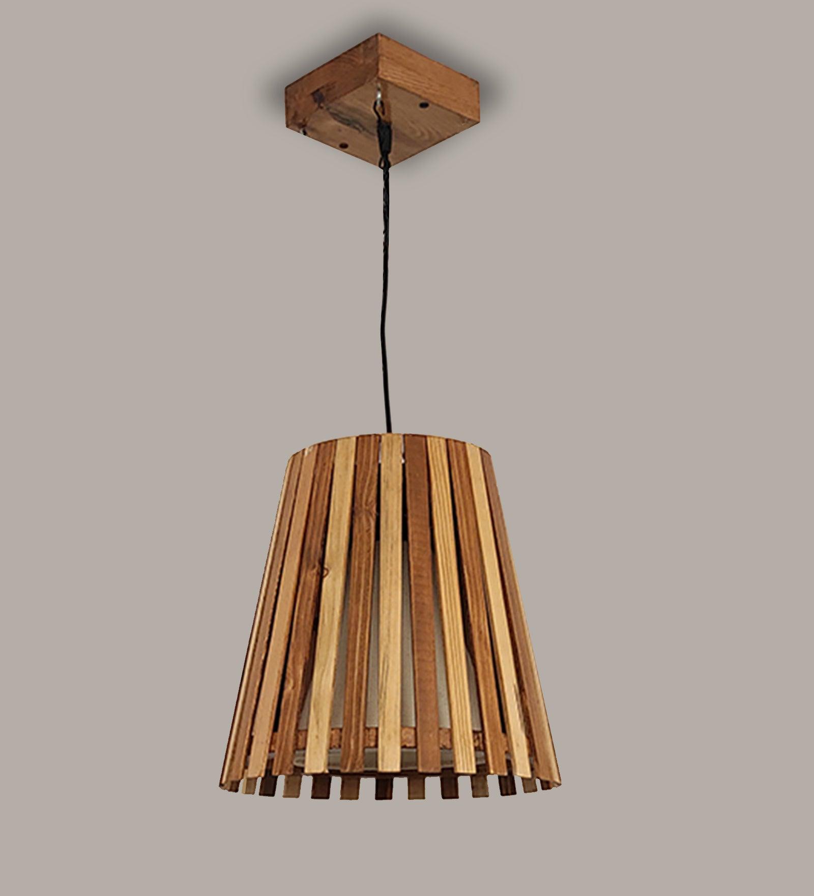 Soyuz Beige & Brown Wooden Single Hanging Light