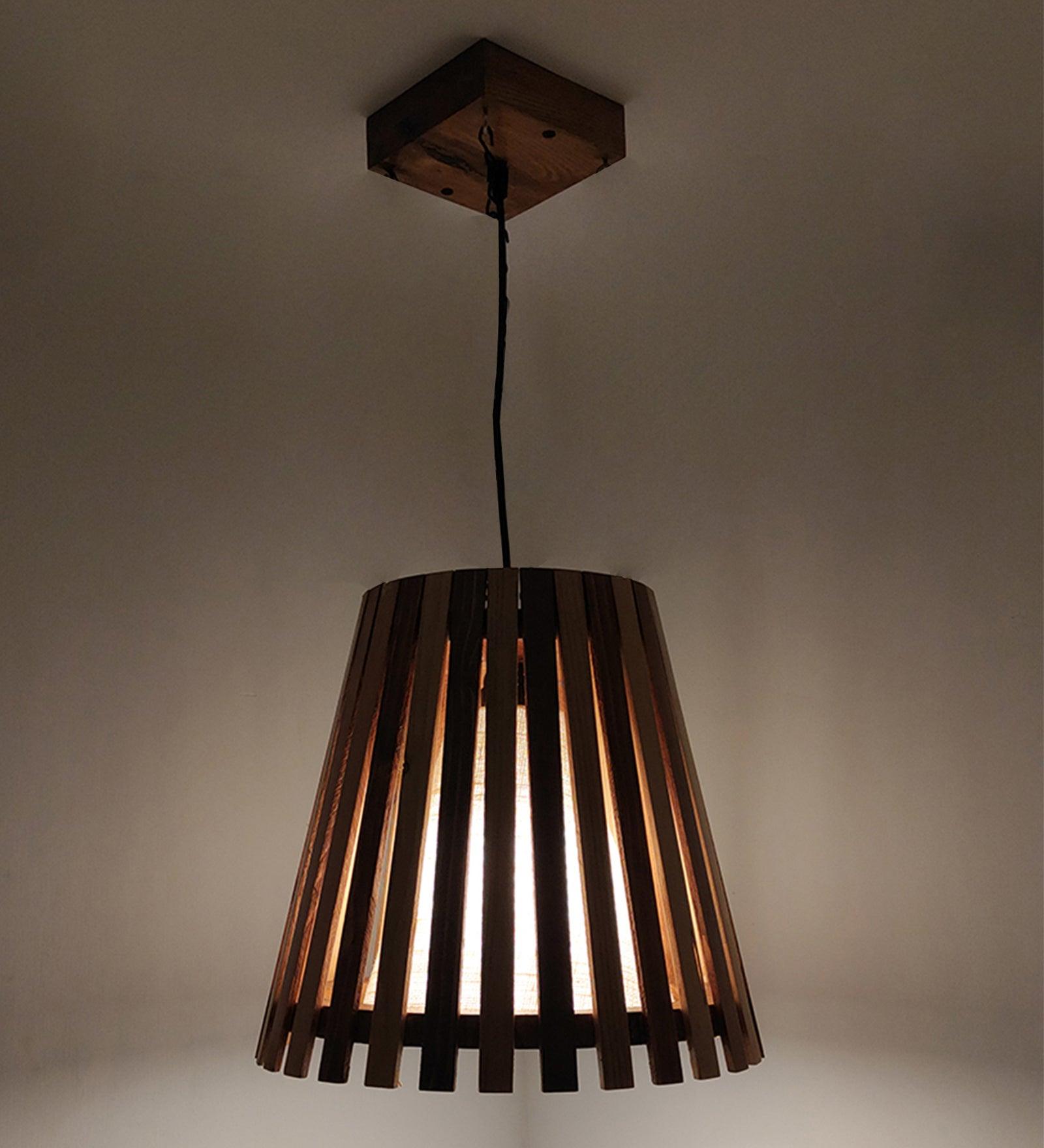 Soyuz Beige & Brown Wooden Single Hanging Light