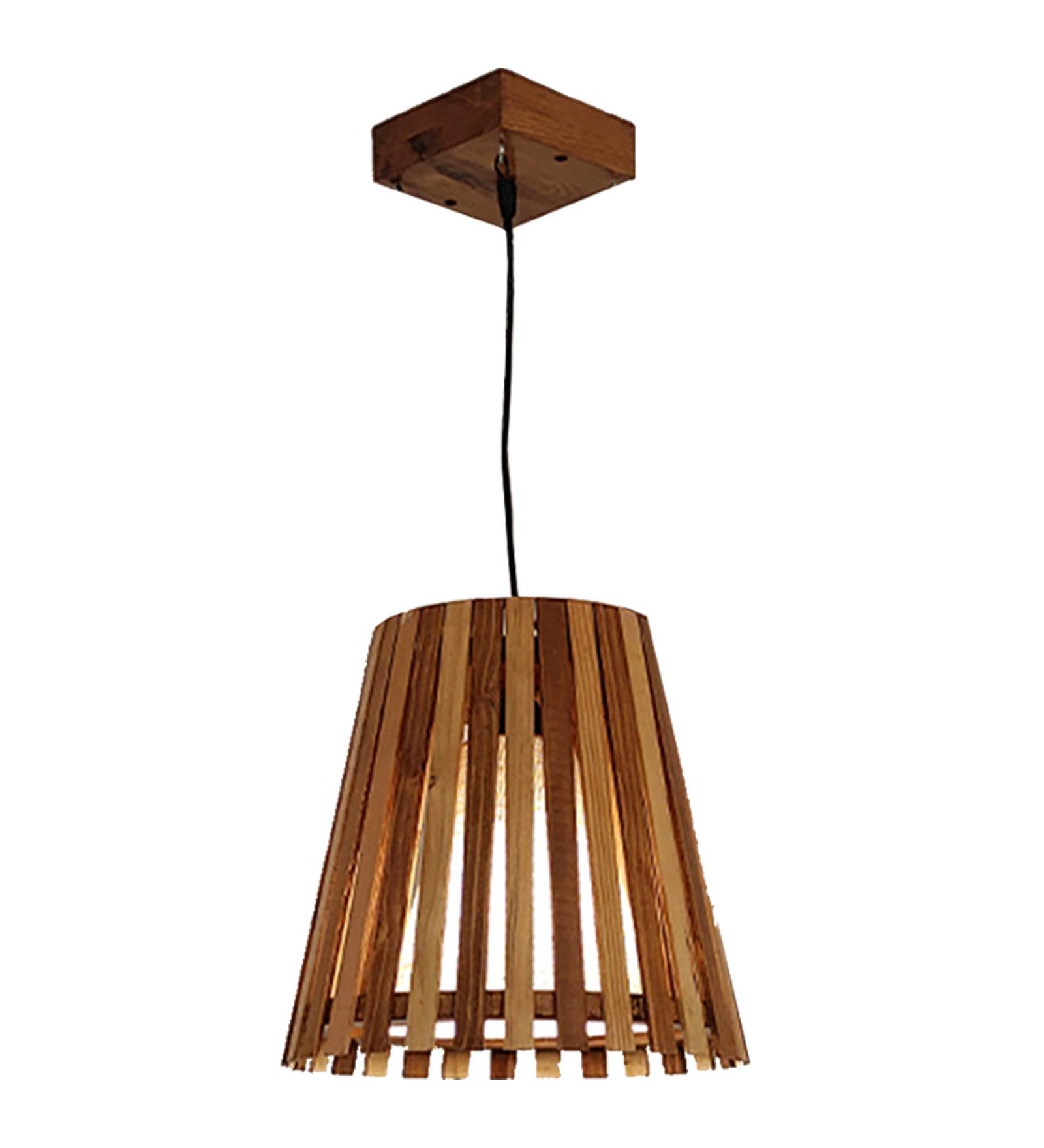 Soyuz Beige & Brown Wooden Single Hanging Light
