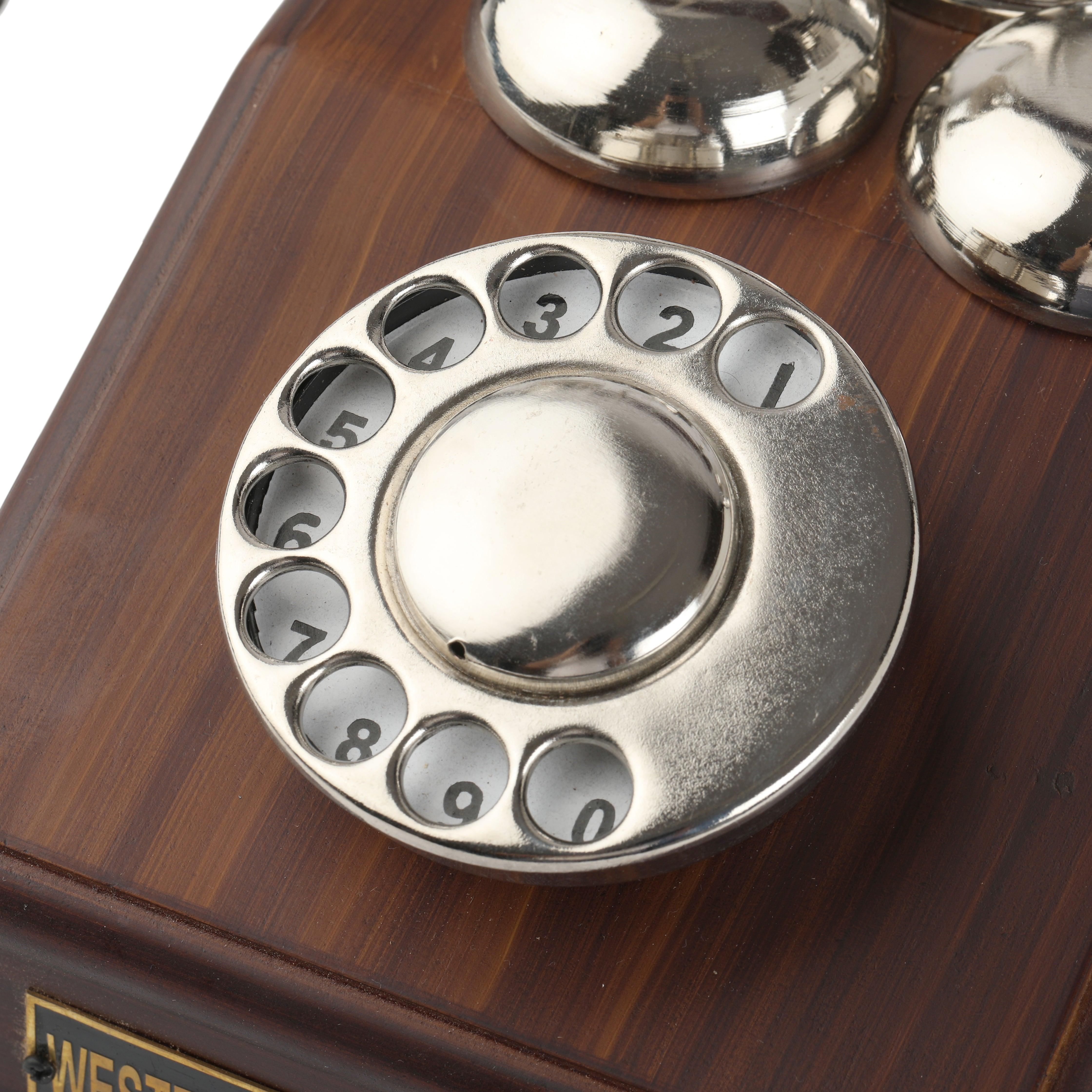 Collectible Brass and Wood Decorative Telephone - Rotary