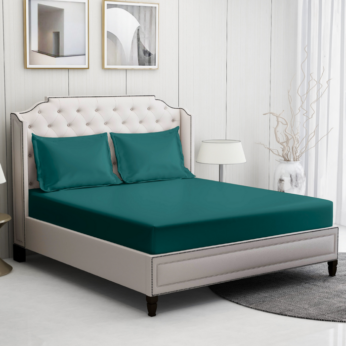 Teal Cotton Bedding Set with 2 Pillow Covers | King Size