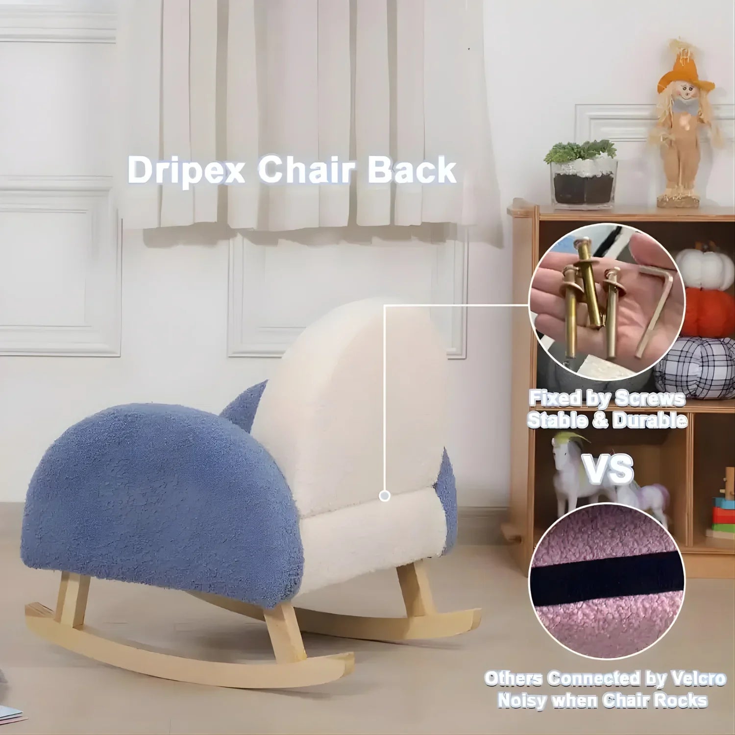 Fleece Toddler Wooden Chair, Kids Rocking Chair