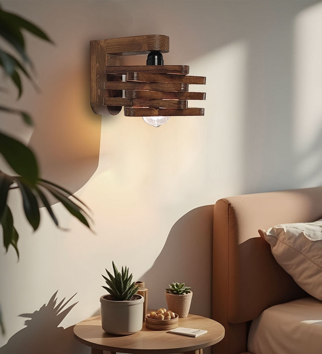 Star Brown Wooden Wall Light | Decorative Lamps for Home