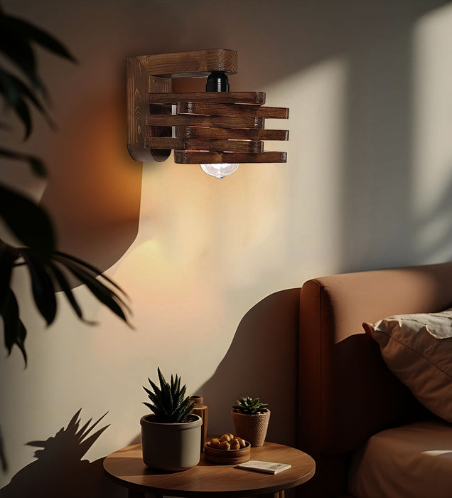 Star Brown Wooden Wall Light | Decorative Lamps for Home