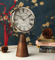 Vintage Wooden Base Table Clock | Antique Table Watch for Office & Home Decor