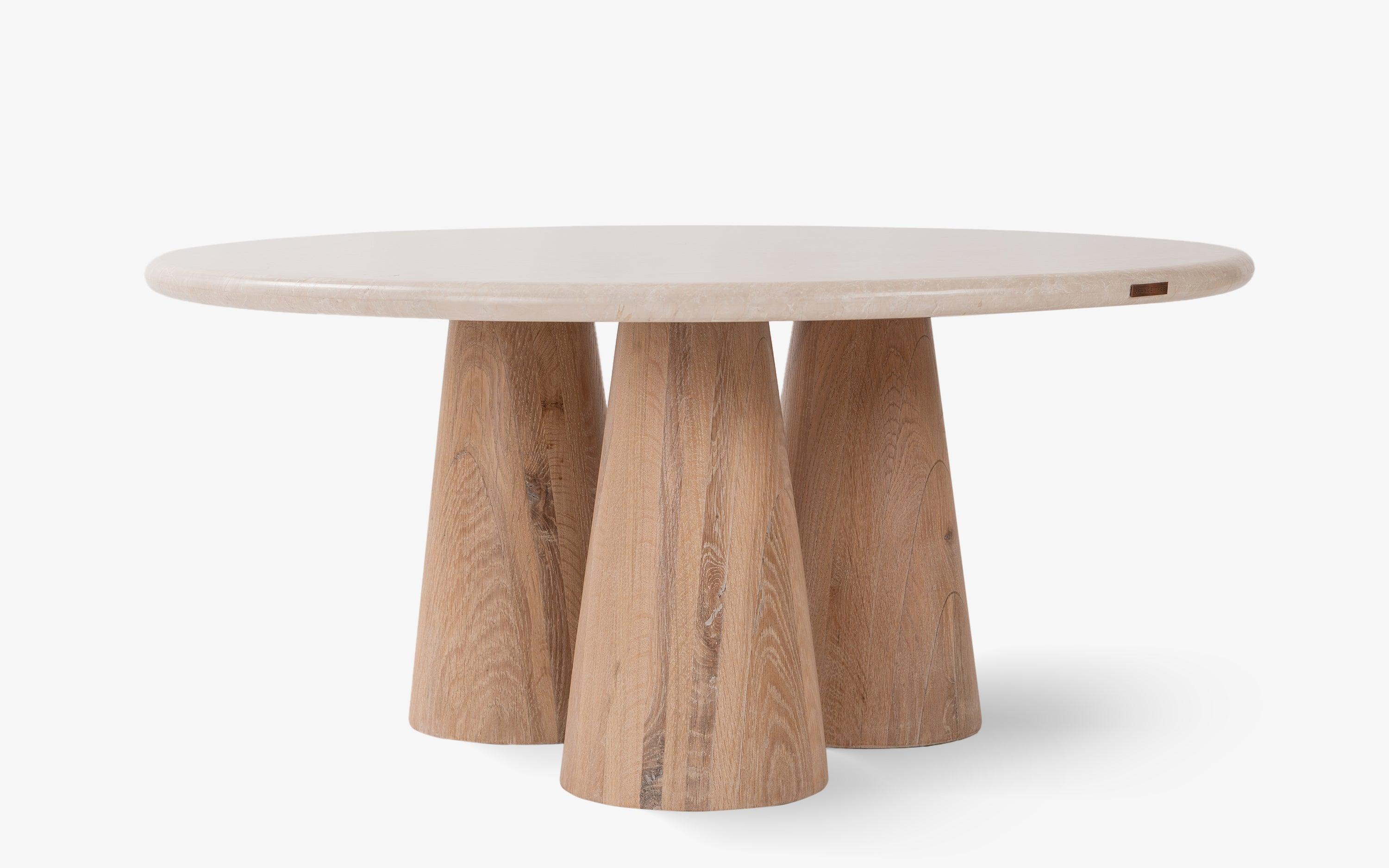 Hump Oak Wood & Marble Top Center Table For Living Room | Wooden Coffee Table | Sofa Table