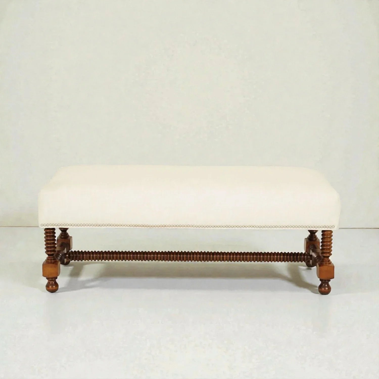 Caelrix Teak Wood & Fabric Upholstery Bench