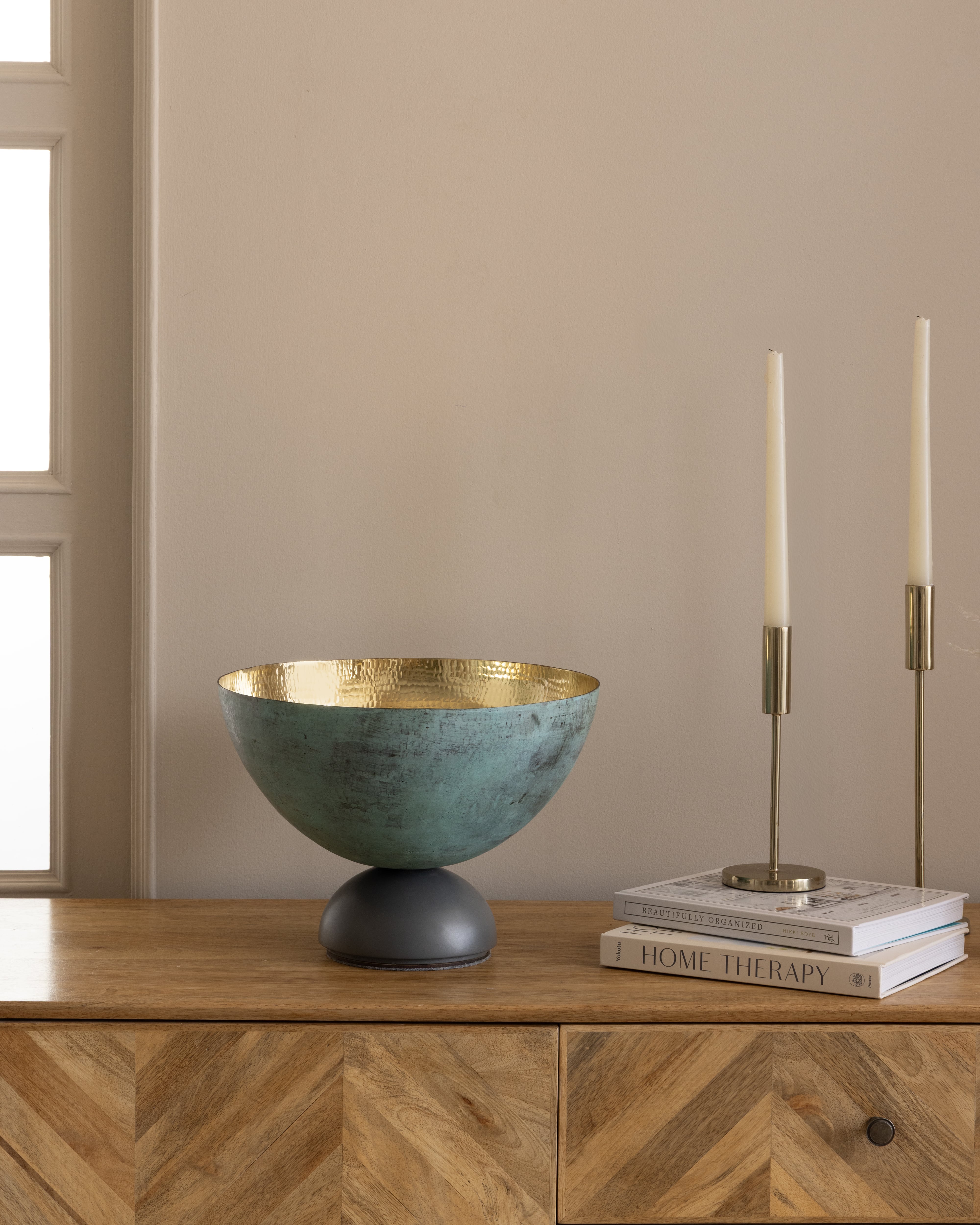 Goblet Uplighter | Brass And Wood