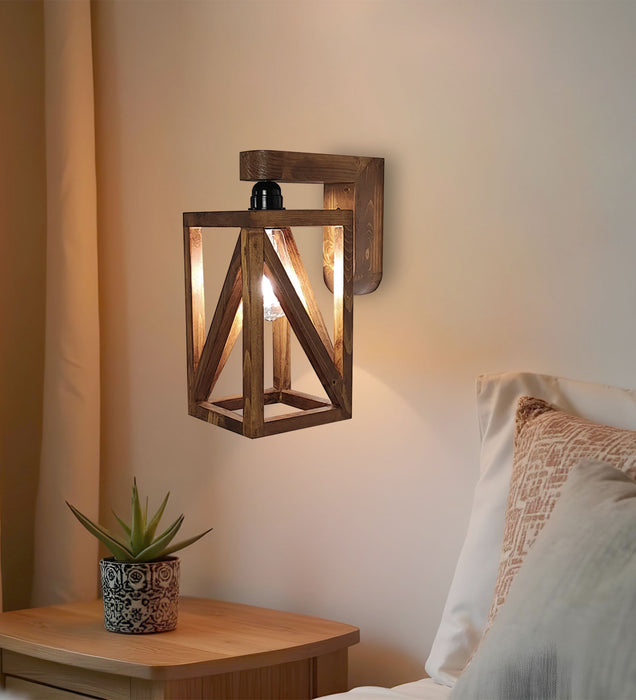 Symmetric Brown Wooden Wall Light for Home | Pendant Ceiling Lamp