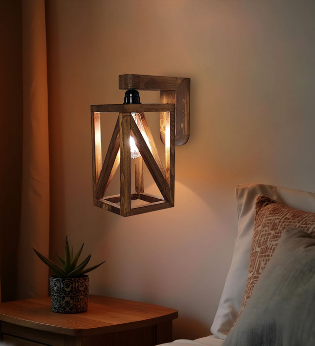 Symmetric Brown Wooden Wall Light for Home | Pendant Ceiling Lamp