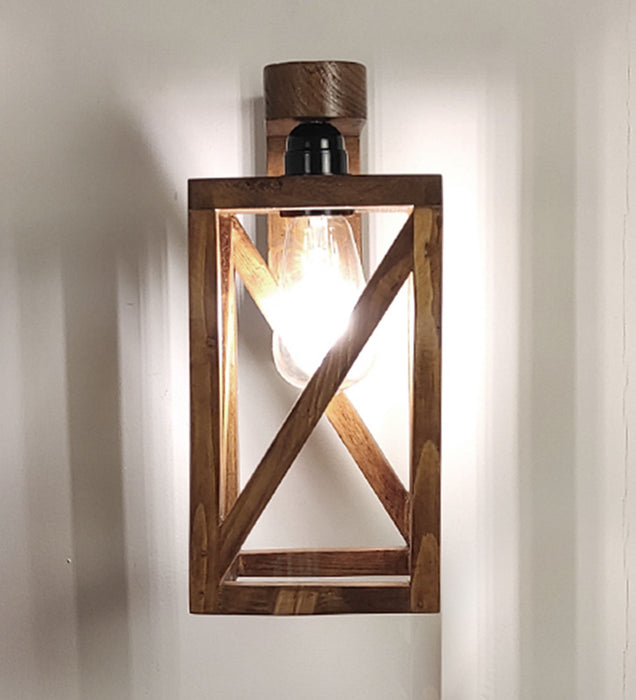 Symmetric Brown Wooden Wall Light for Home | Pendant Ceiling Lamp