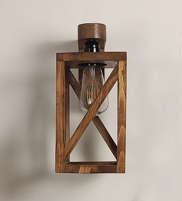 Symmetric Brown Wooden Wall Light for Home | Pendant Ceiling Lamp